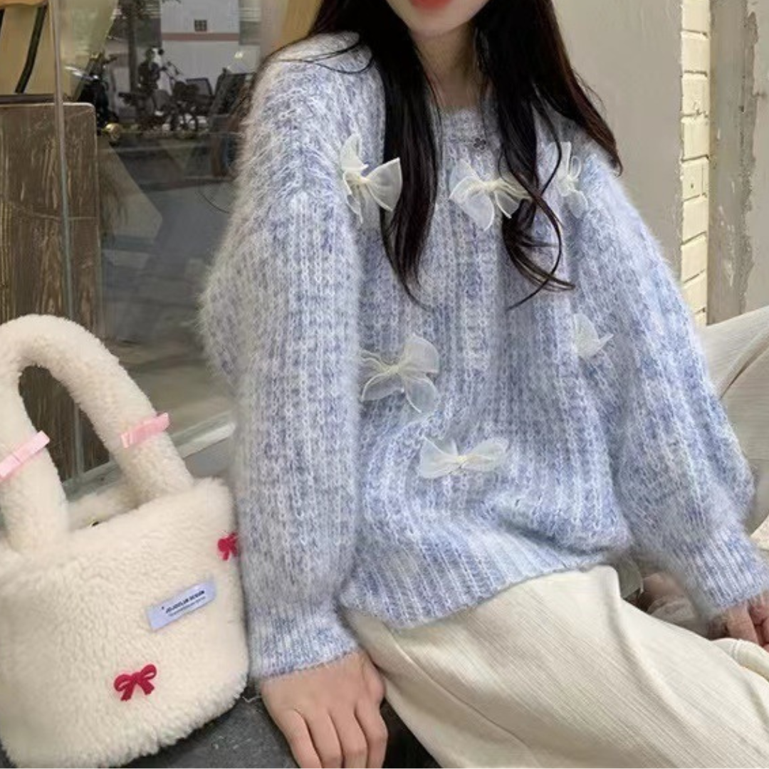 colorful ribbon sweater lf2638