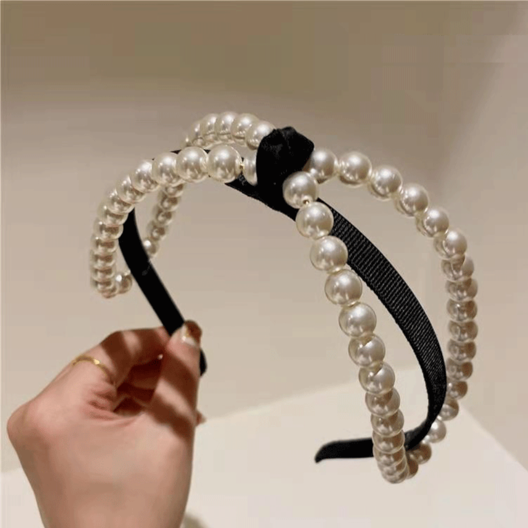 pearl big ribbon headband lf2635