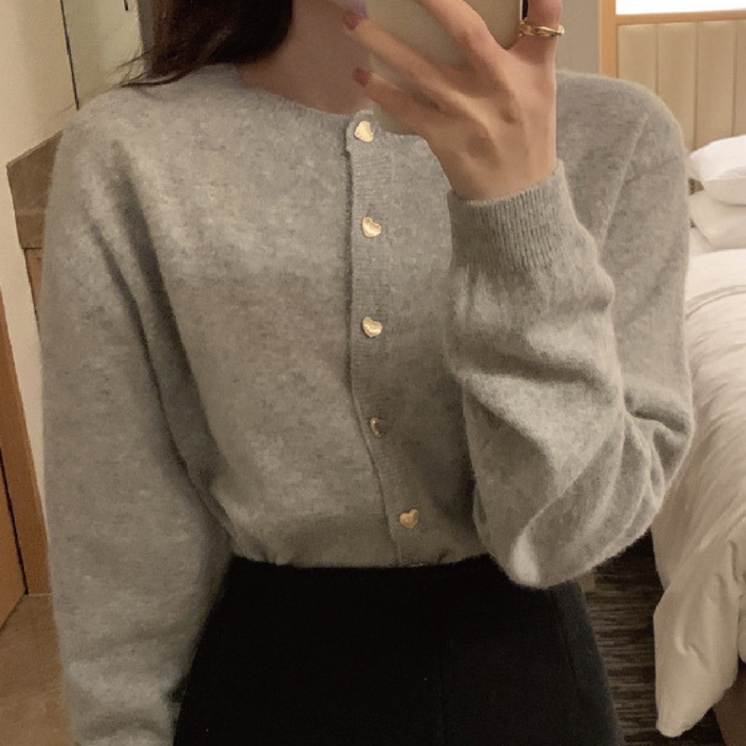 【即納】pale color heart button knit cardigan lf-s1017