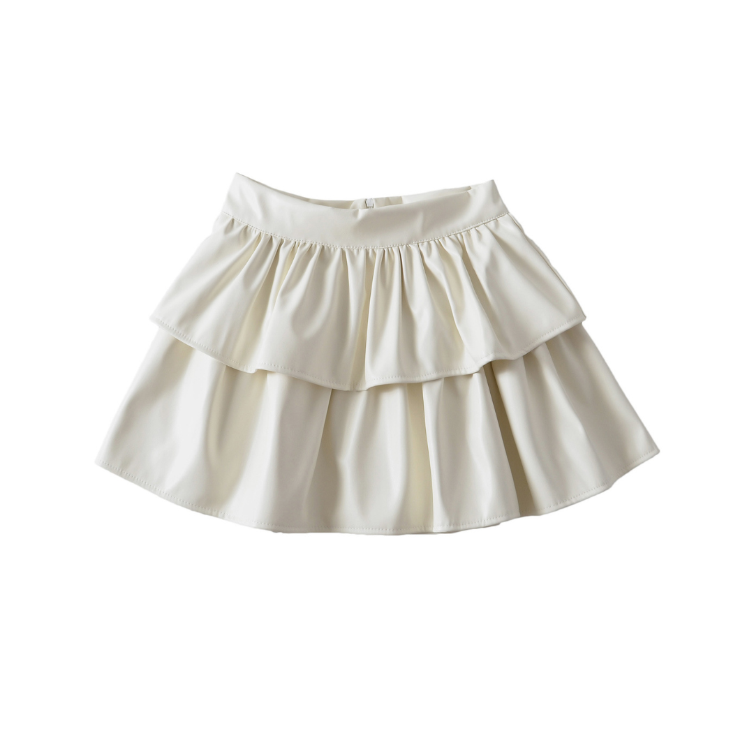 leather tiered frill mini skirt lf2576