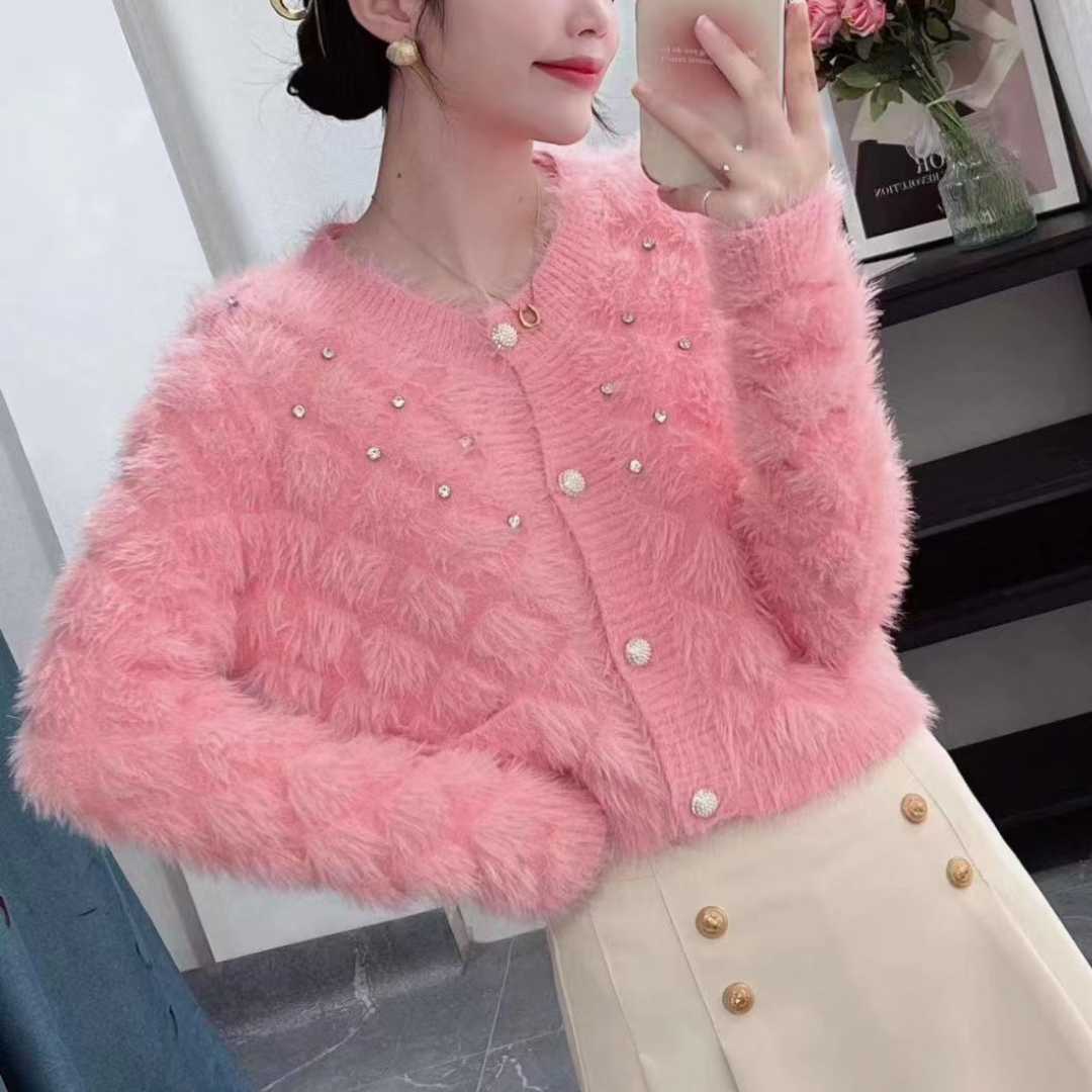 stone fur cardigan lf2699