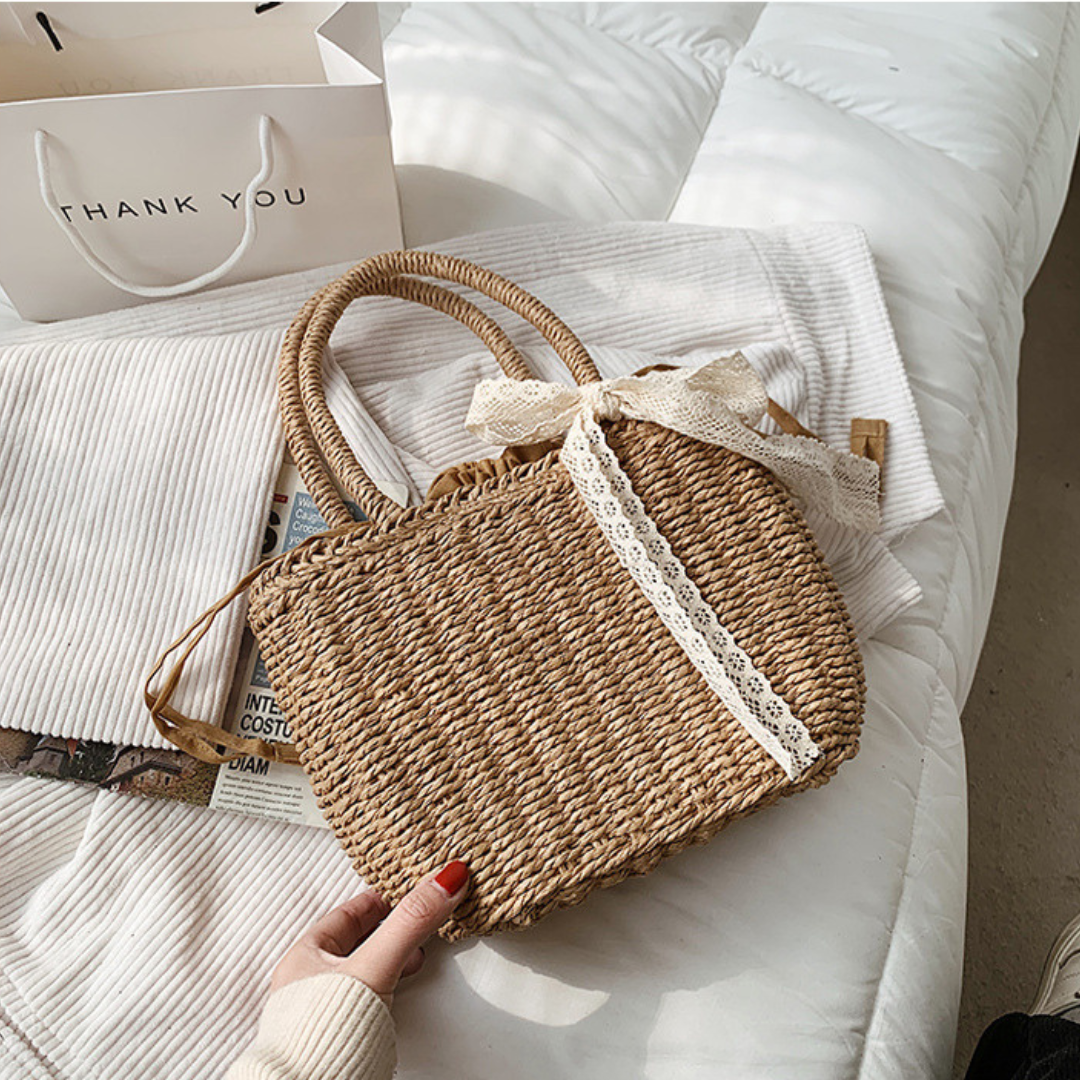 basket bag with lace ribbon lf3039