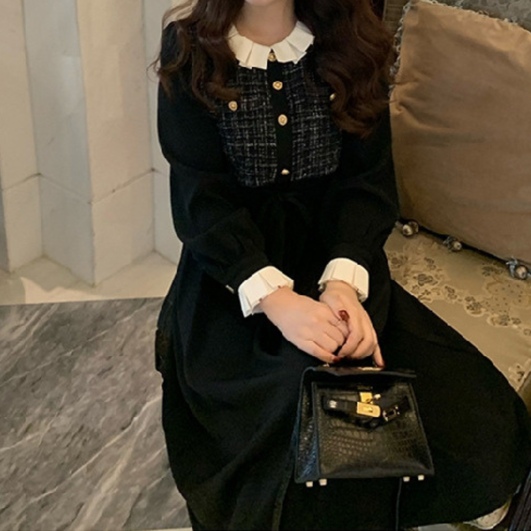 frill tweed long onepiece lf2551