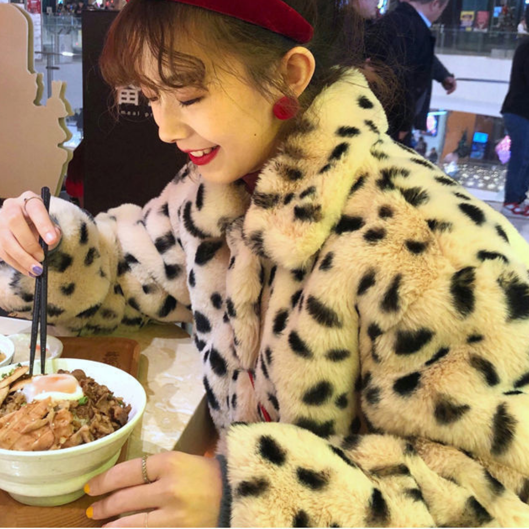 leopard print fur coat lf2672