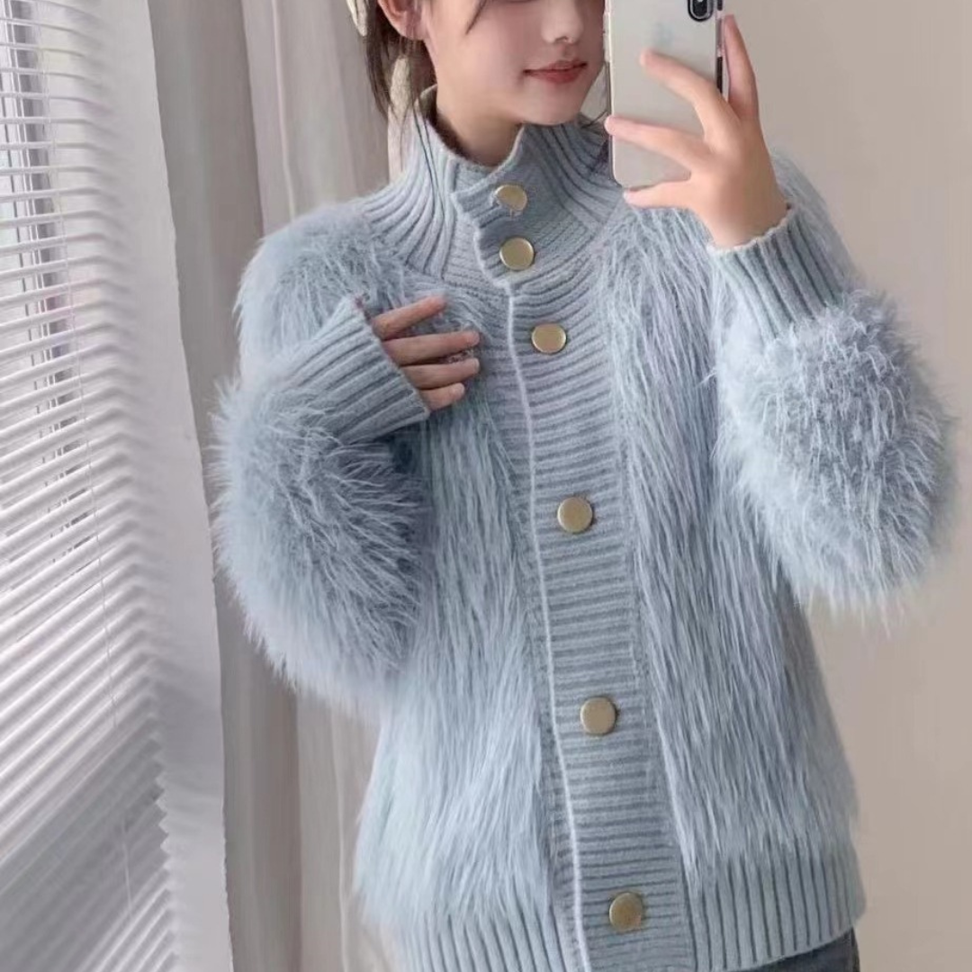 stand up collar fur outer lf2702