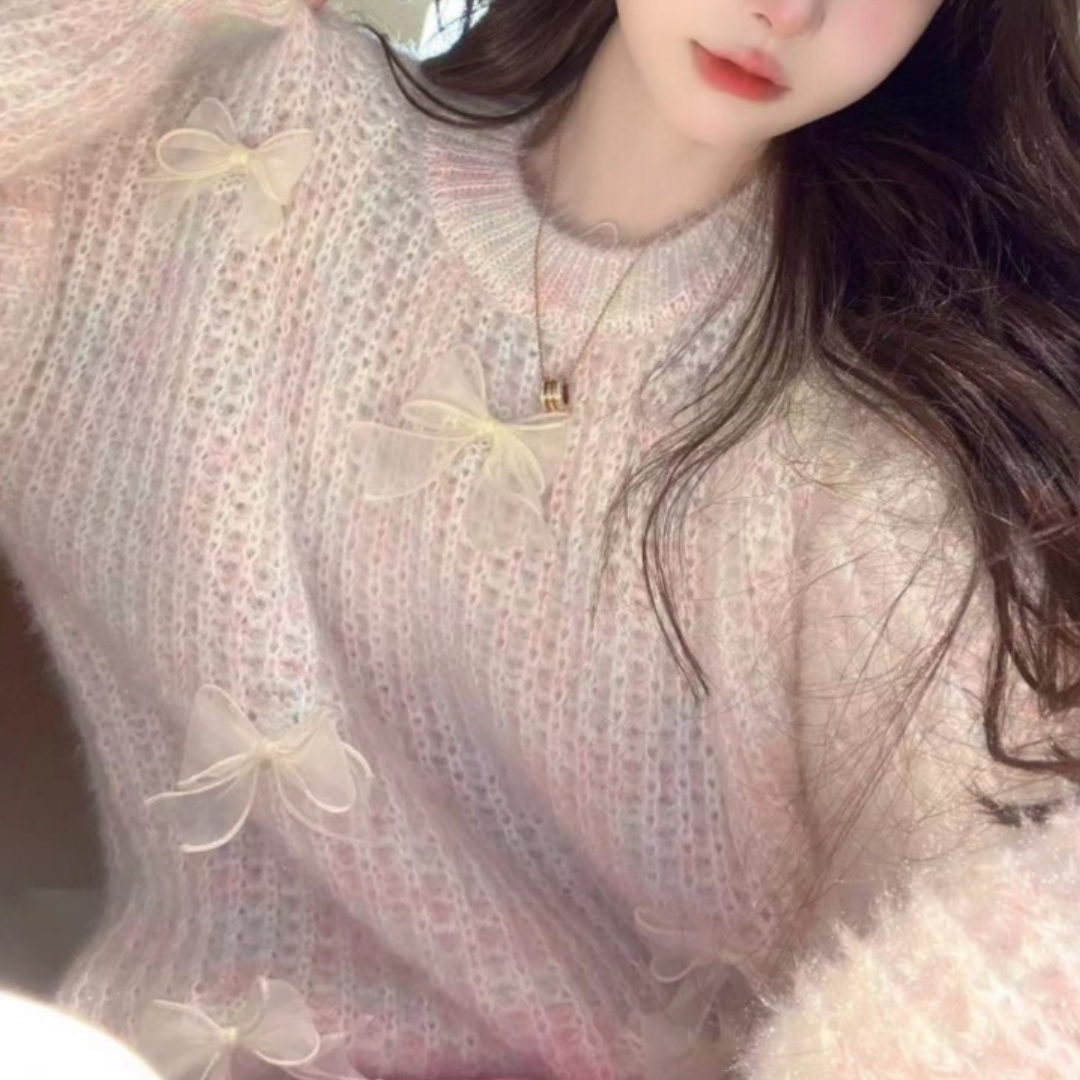 colorful ribbon sweater lf2638