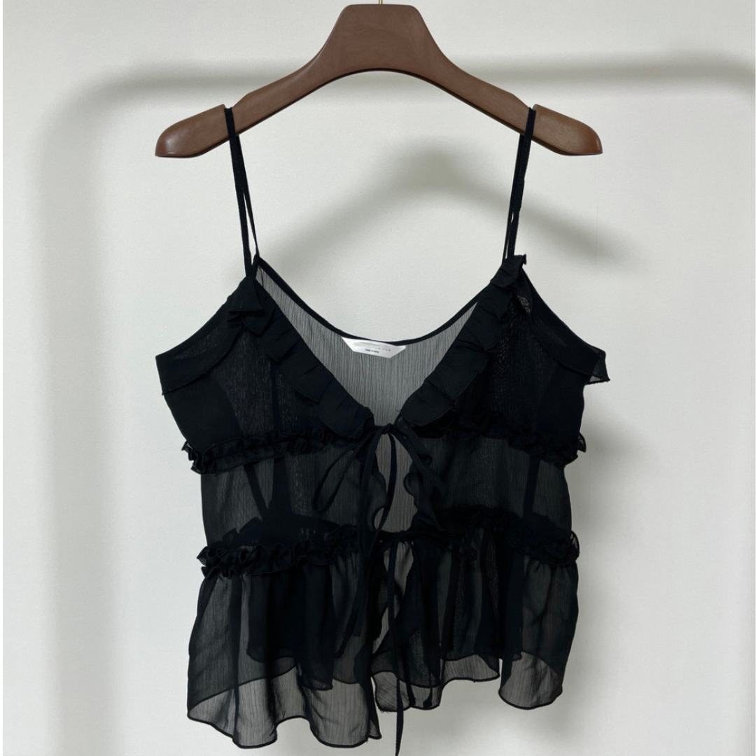 sheer ruffle cami tops lf3038