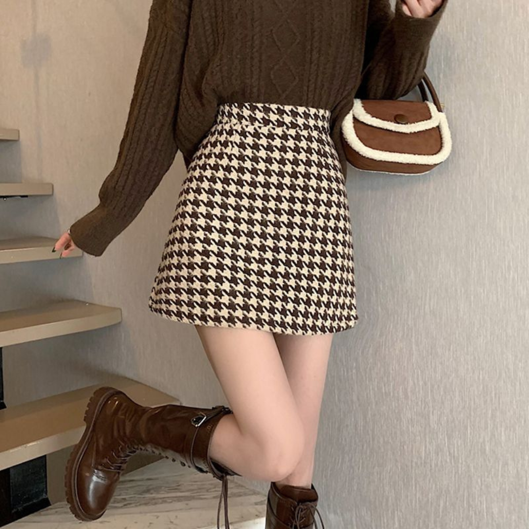 houndstooth mini skirt lf2540