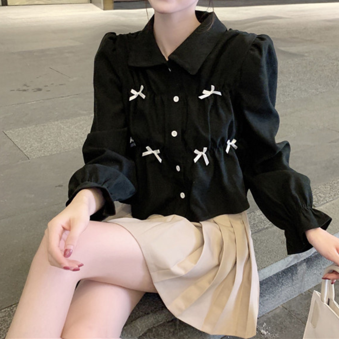 ribbon gathered shirt lf2990
