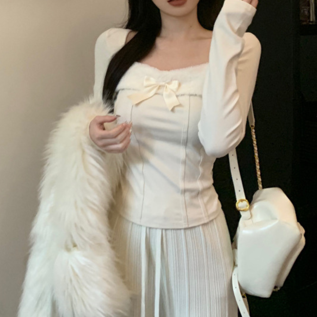 square neck fur tops lf2647