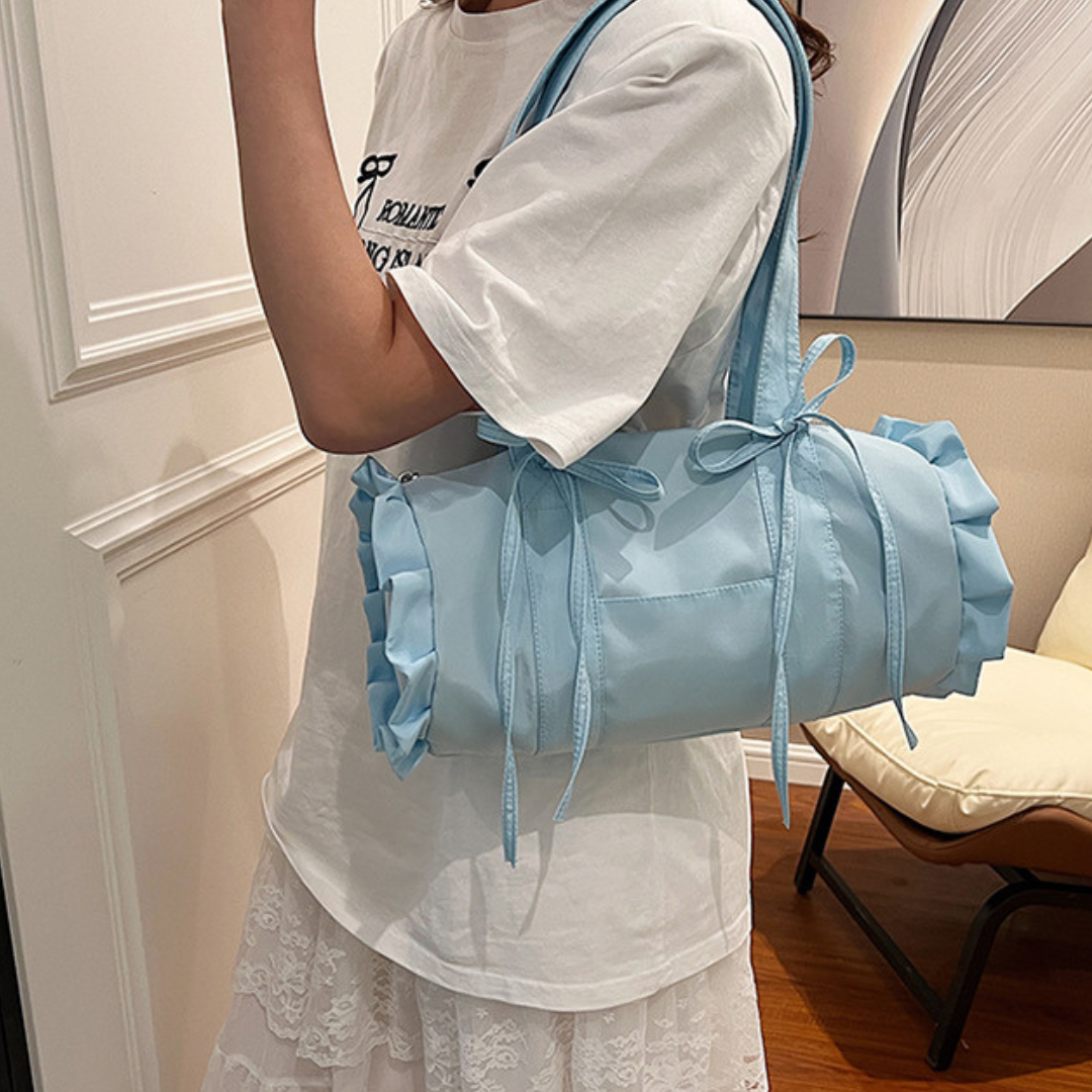 tube-shaped ribbon frill bag lf3232【即納】