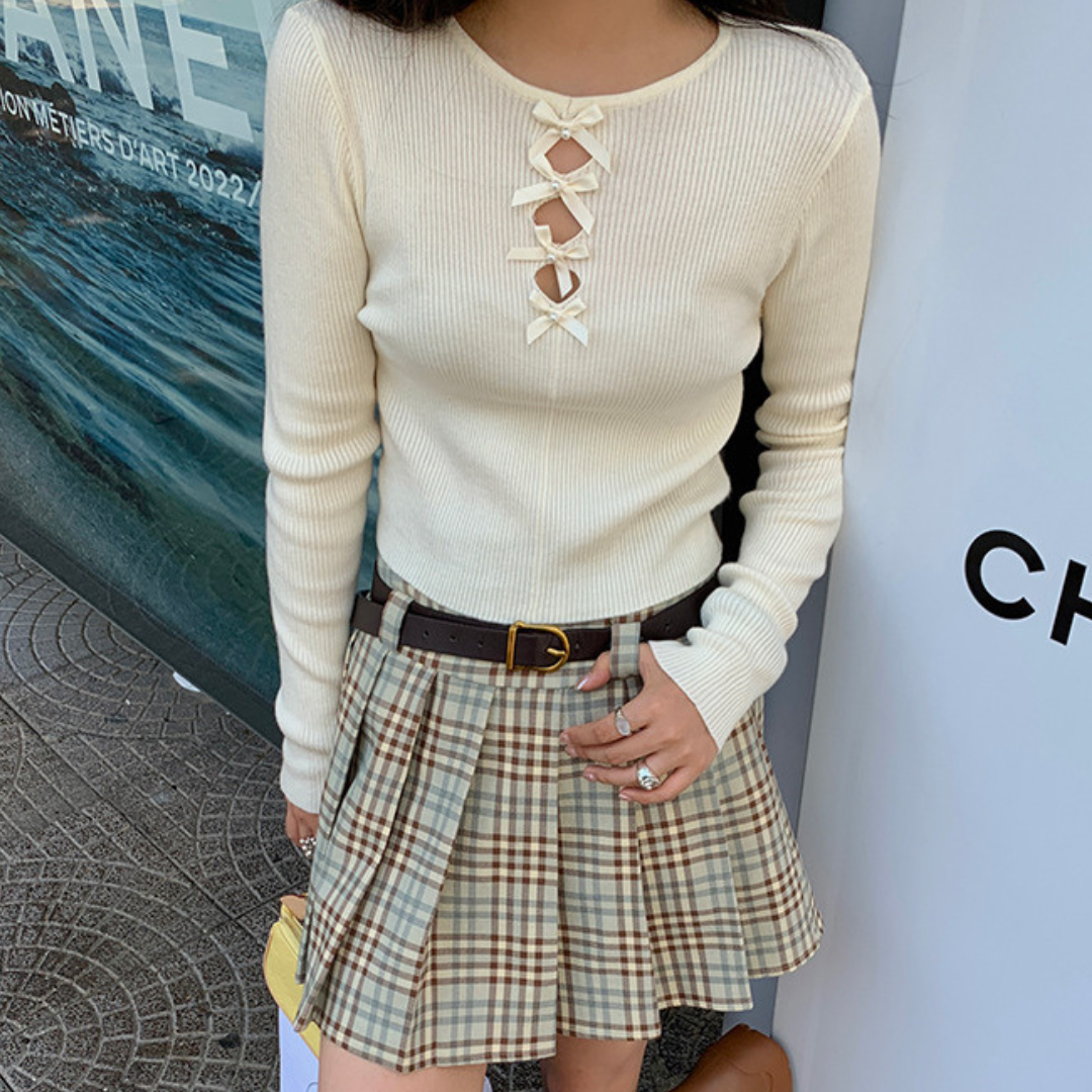 Chest ribbon tops lf2711