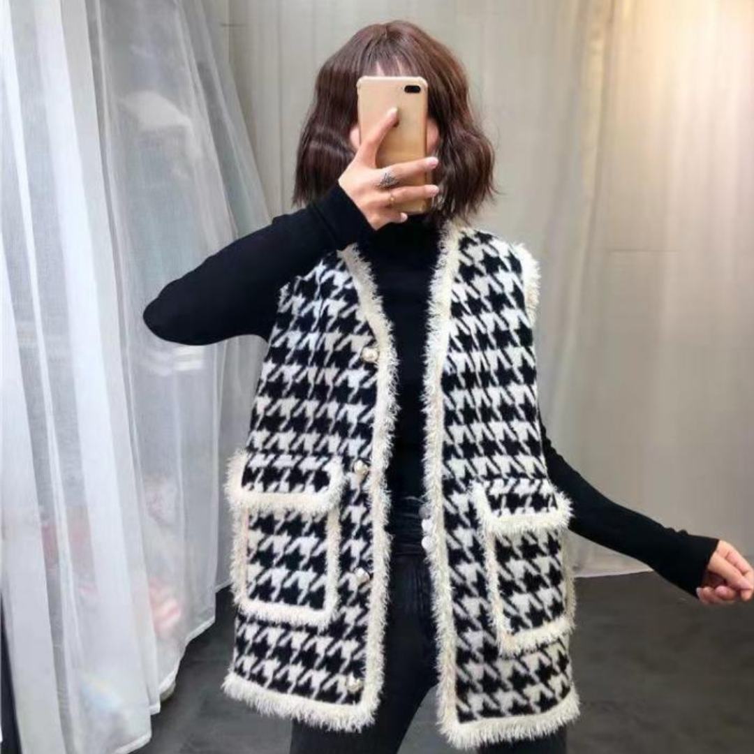 houndstooth vest lf2660
