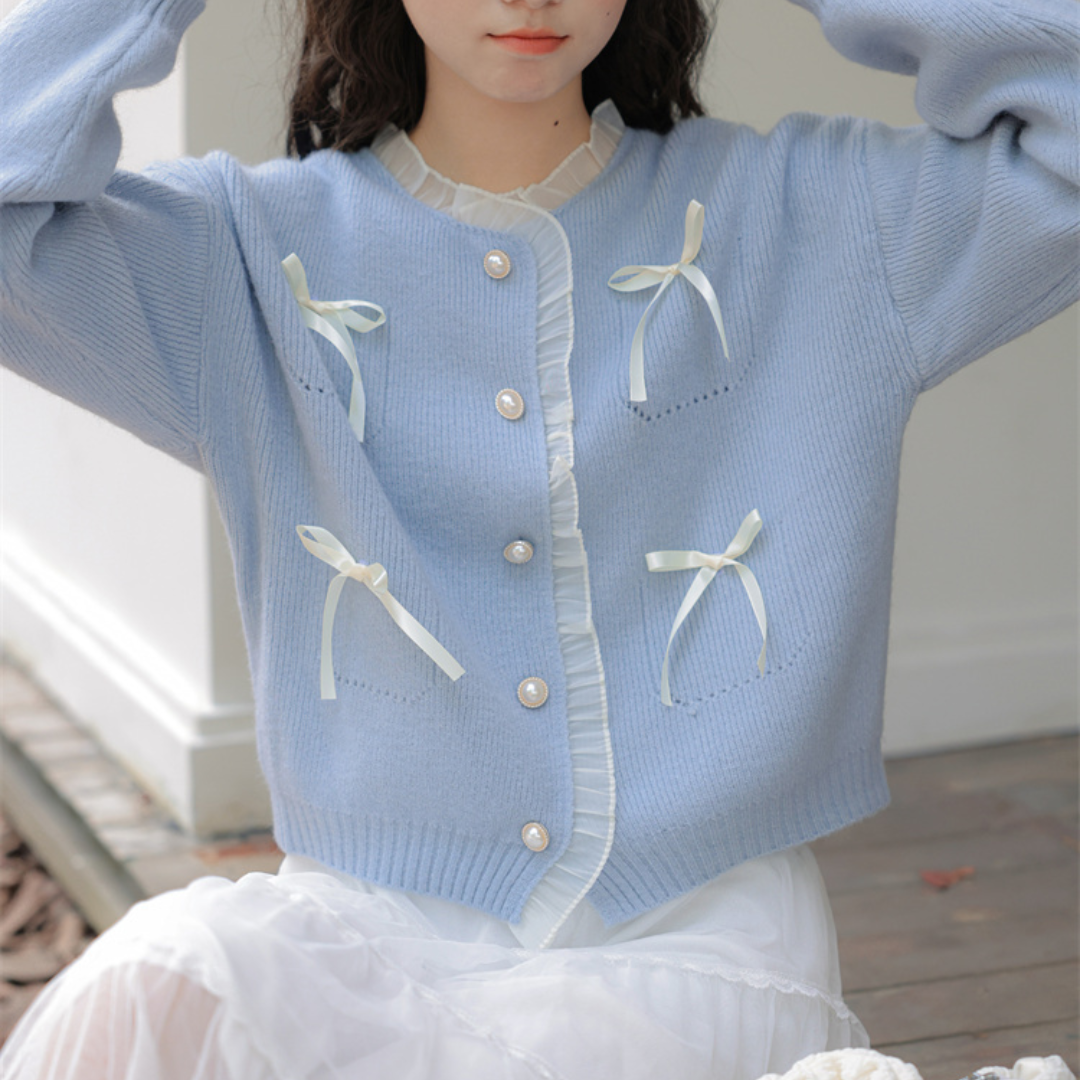 ribbon cardigan lf3325 【即納】