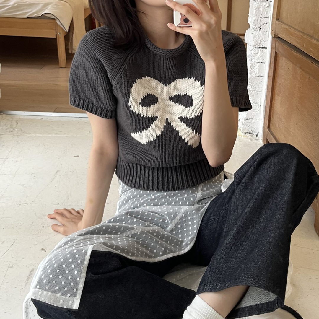 ribbon design summer knit lf3077