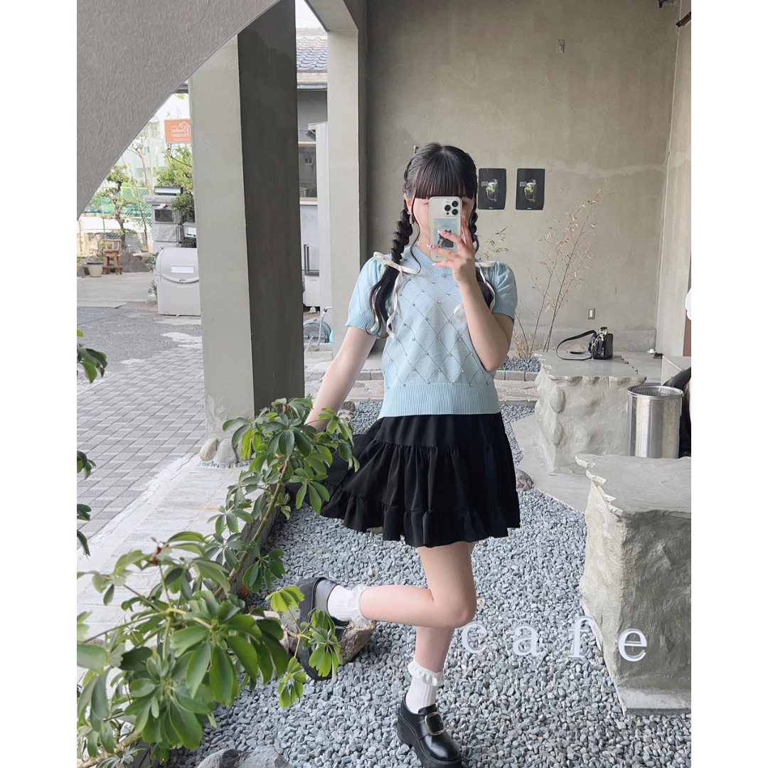 bijou puff sleeve knit lf2290【即納】