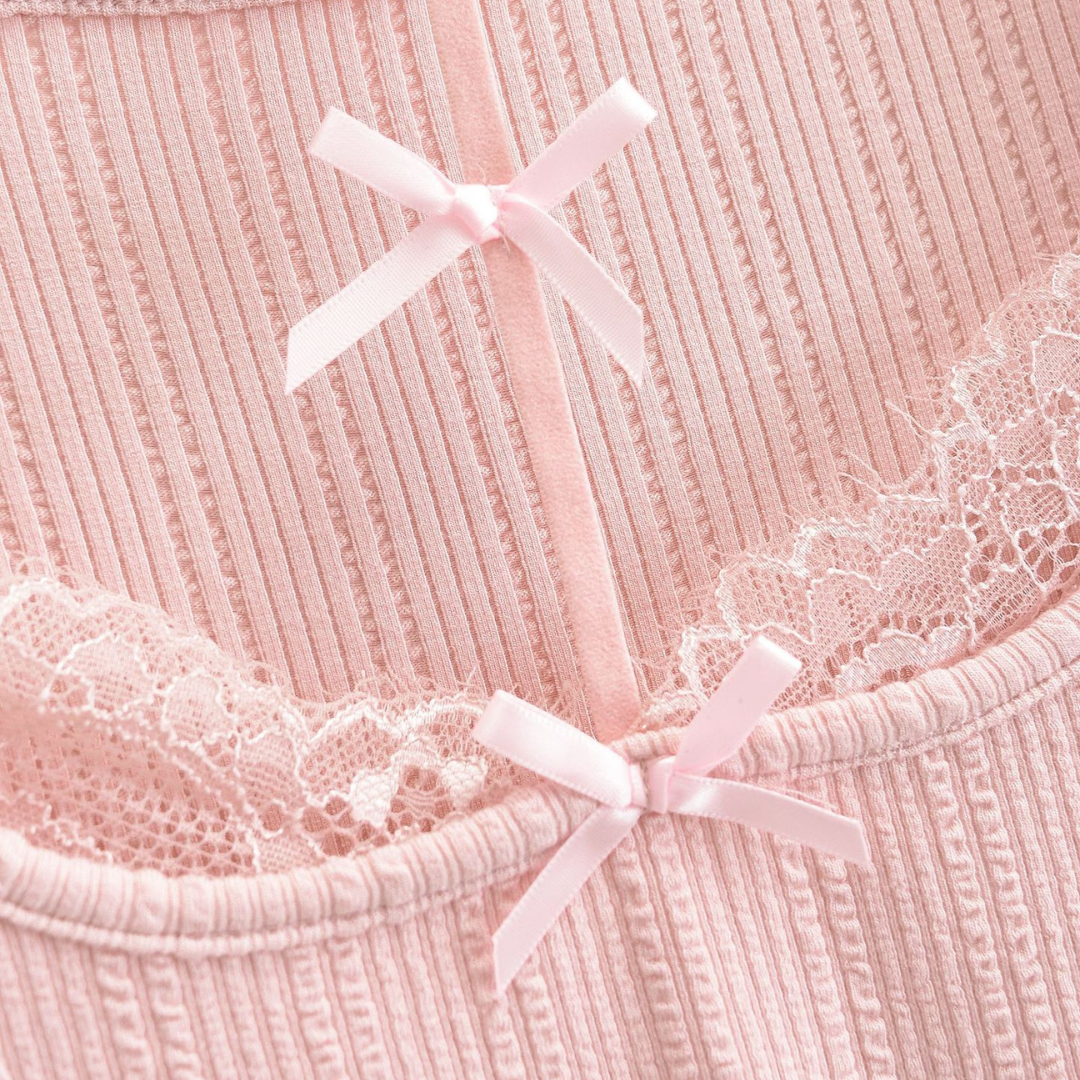 ribbon lace design stretch tops lf3212