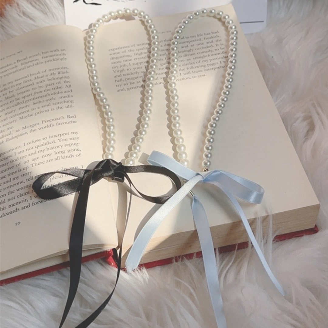 pearl ribbon choker lf2631