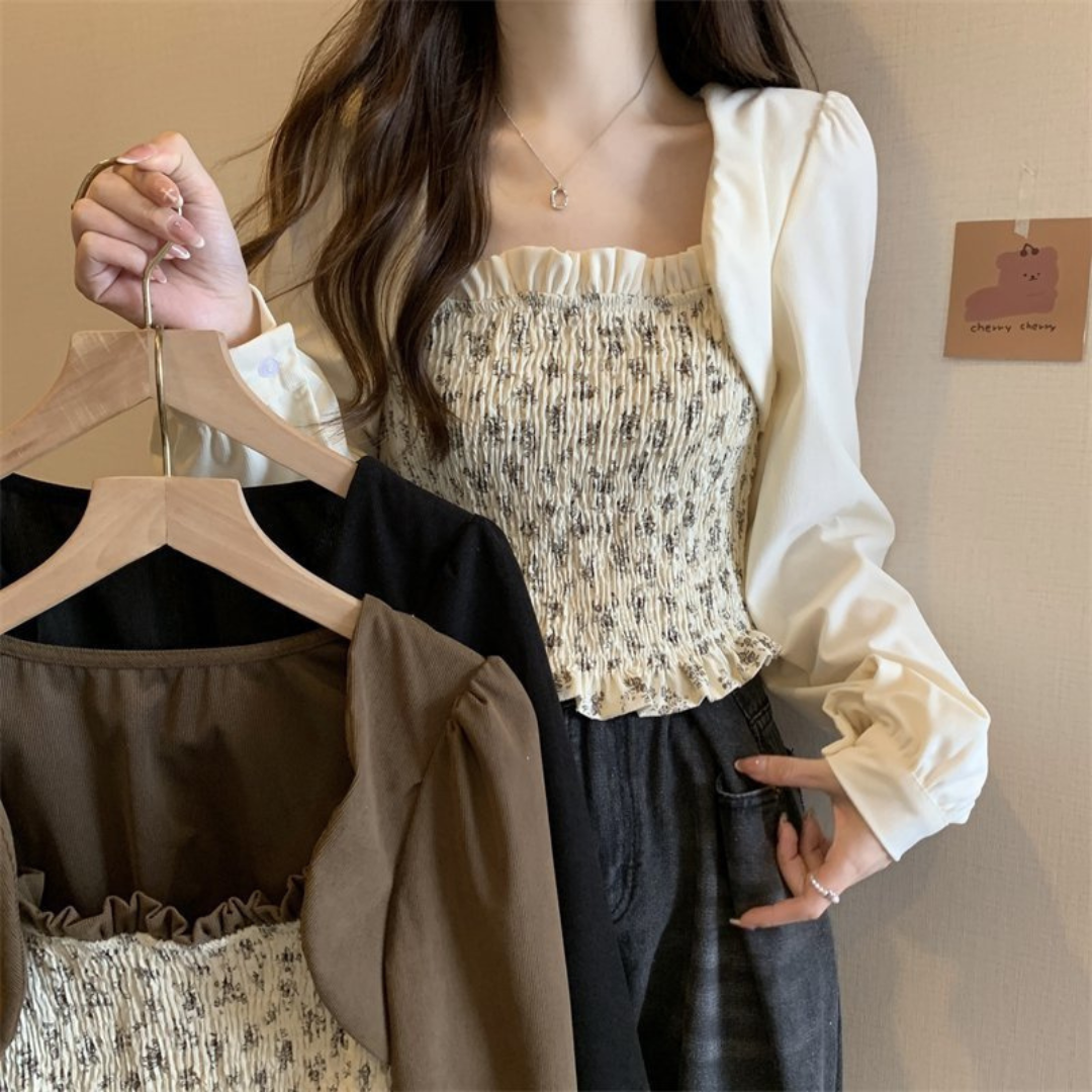 floral two piece short shirt lf2608