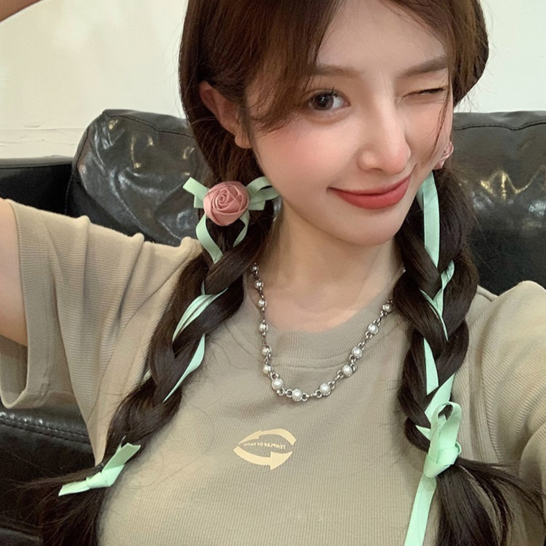 rose ribbon hair clip lf2581