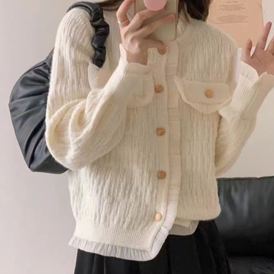 spring ruffle design cardigan lf3004