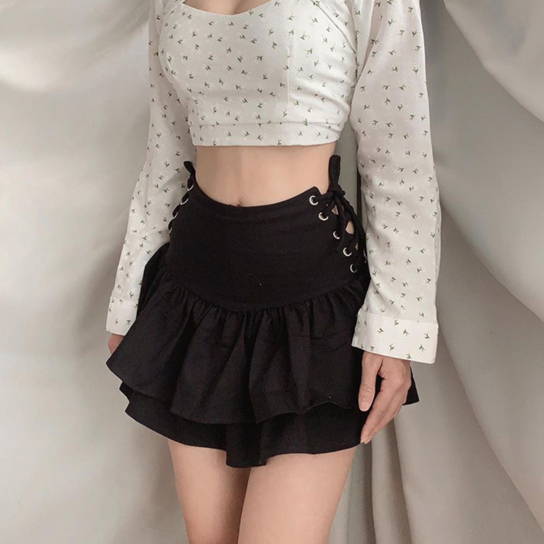 side waist strap skirt lf2616
