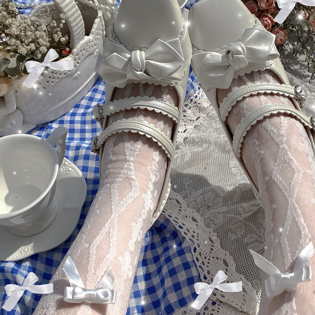 white ribbon cross stockings lf2655