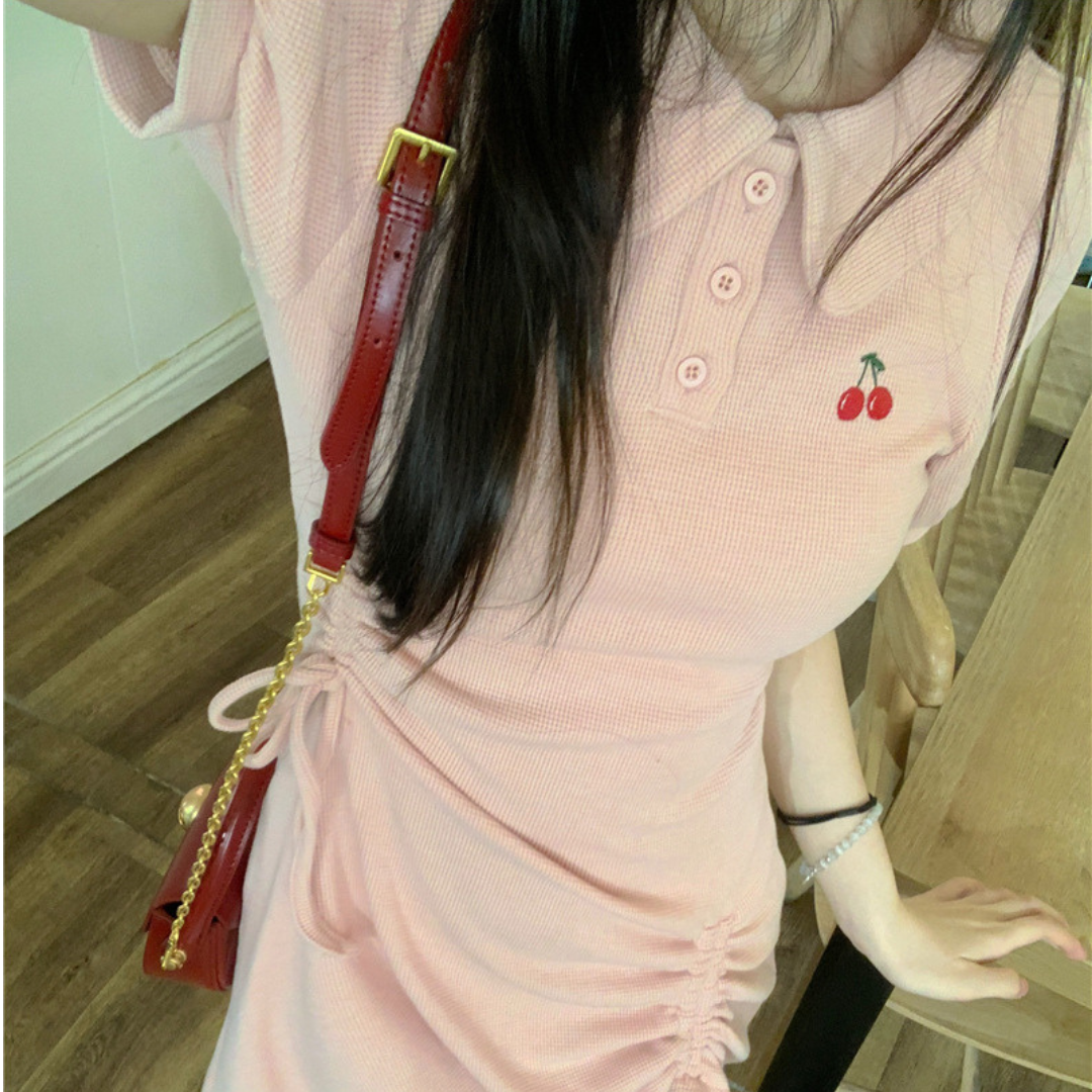 polo collar short sleeve onepiece lf3292