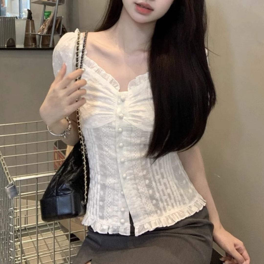 【即納】girly tight lace shirt lf3231