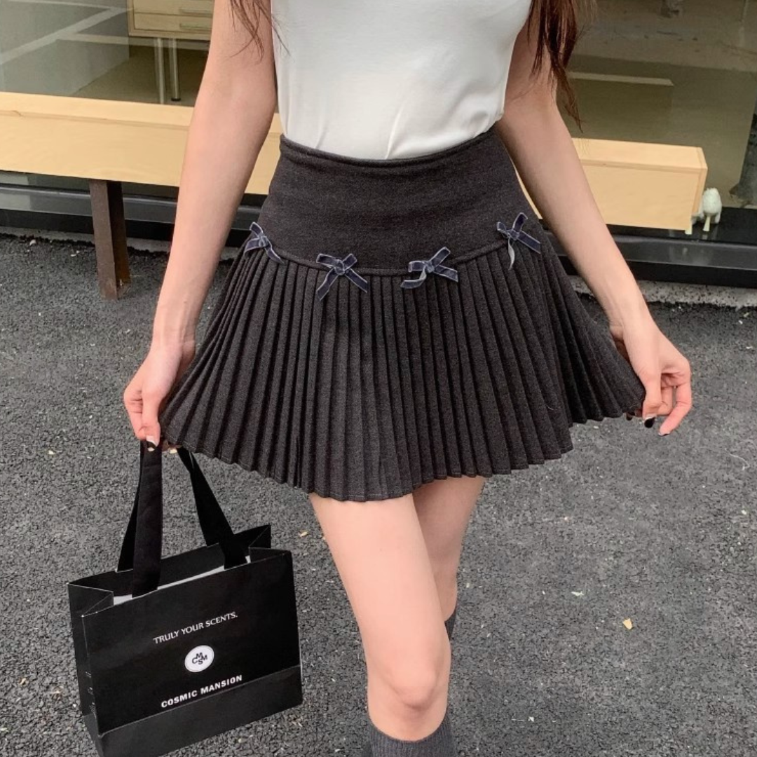 small ribbon pleated skirt lf2976