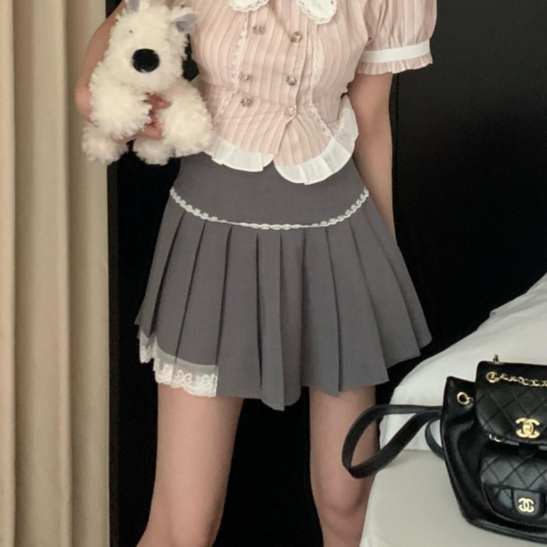 lovely lace pleated skirt lf2725