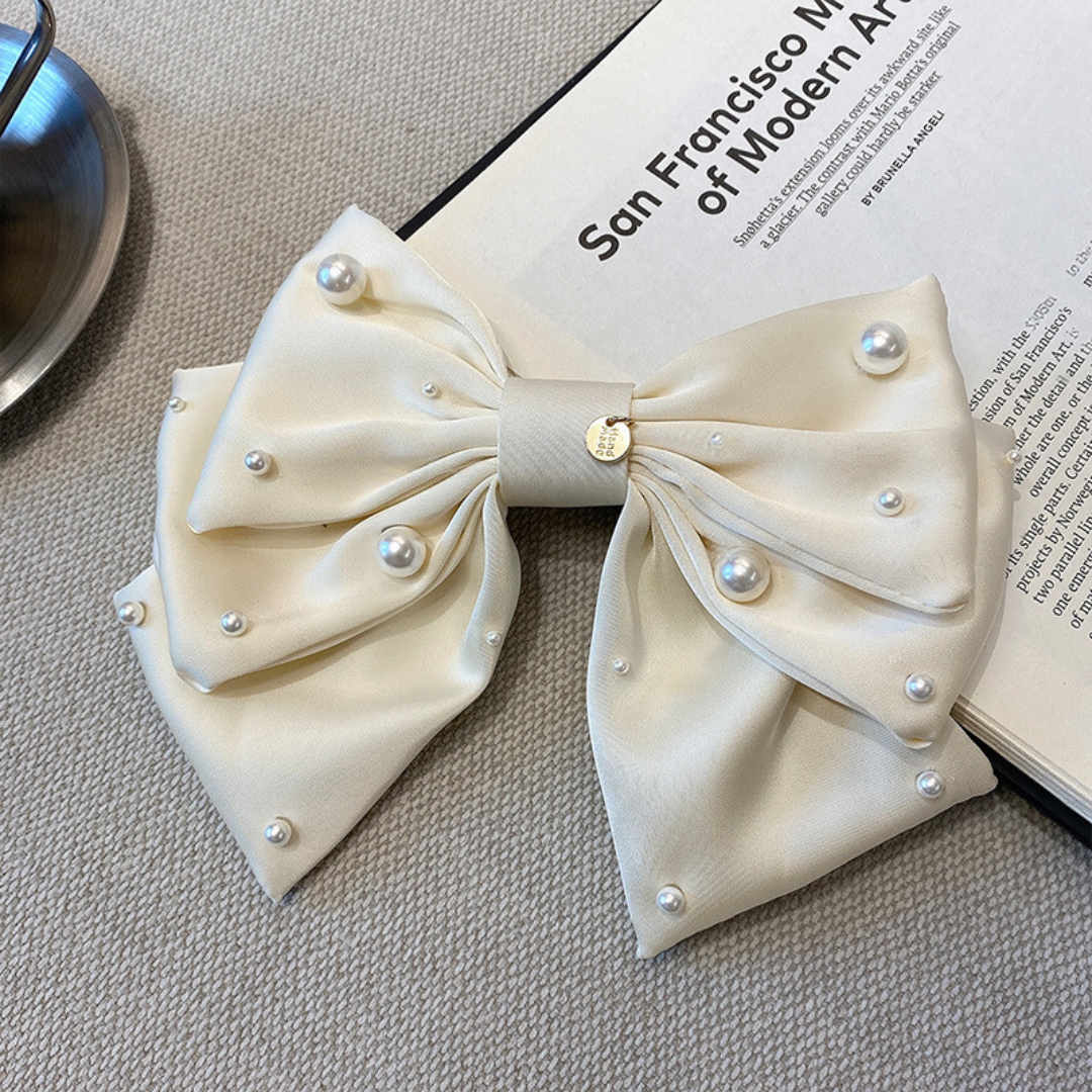 pearl ribbon barrette lf2564-1【即納】