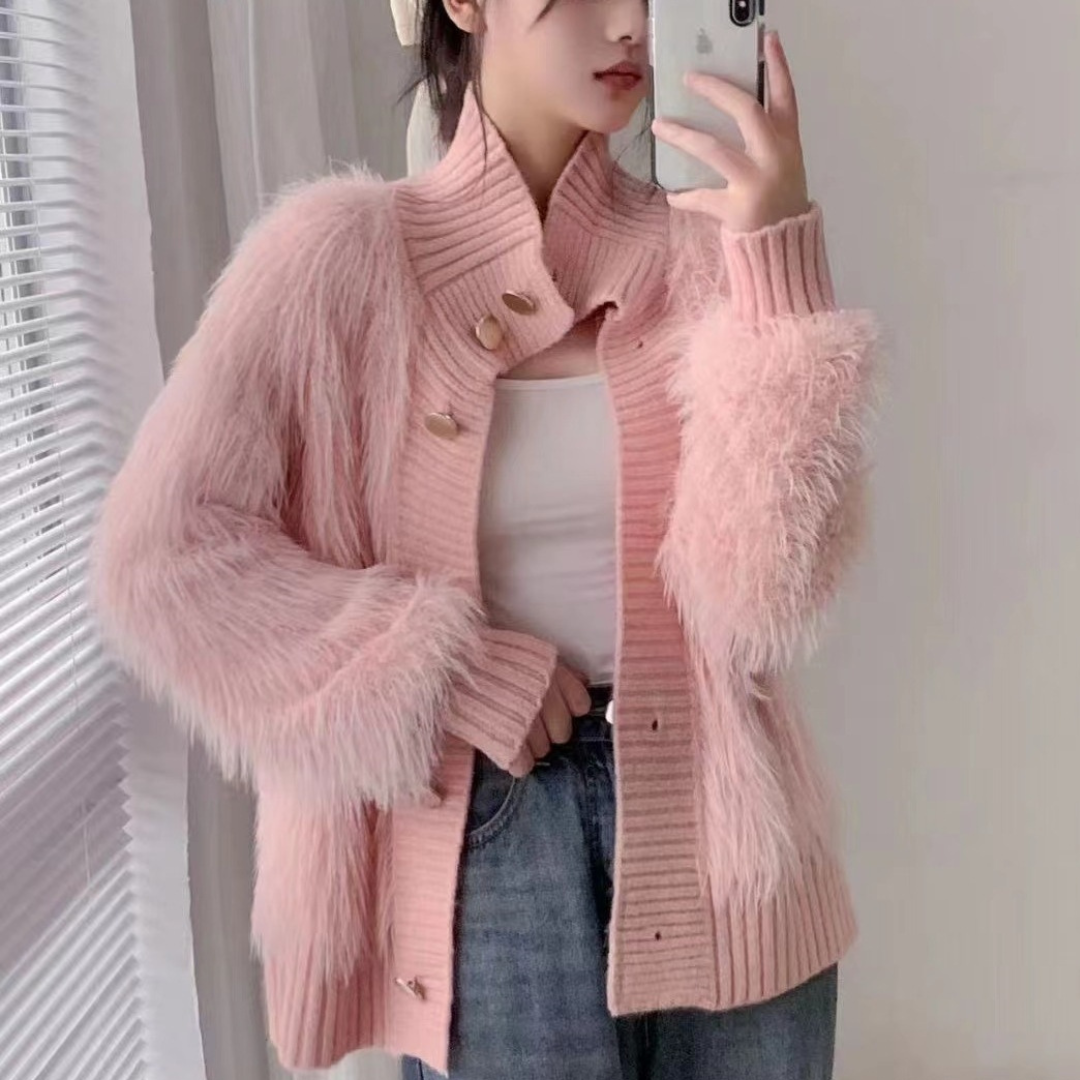 stand up collar fur outer lf2702