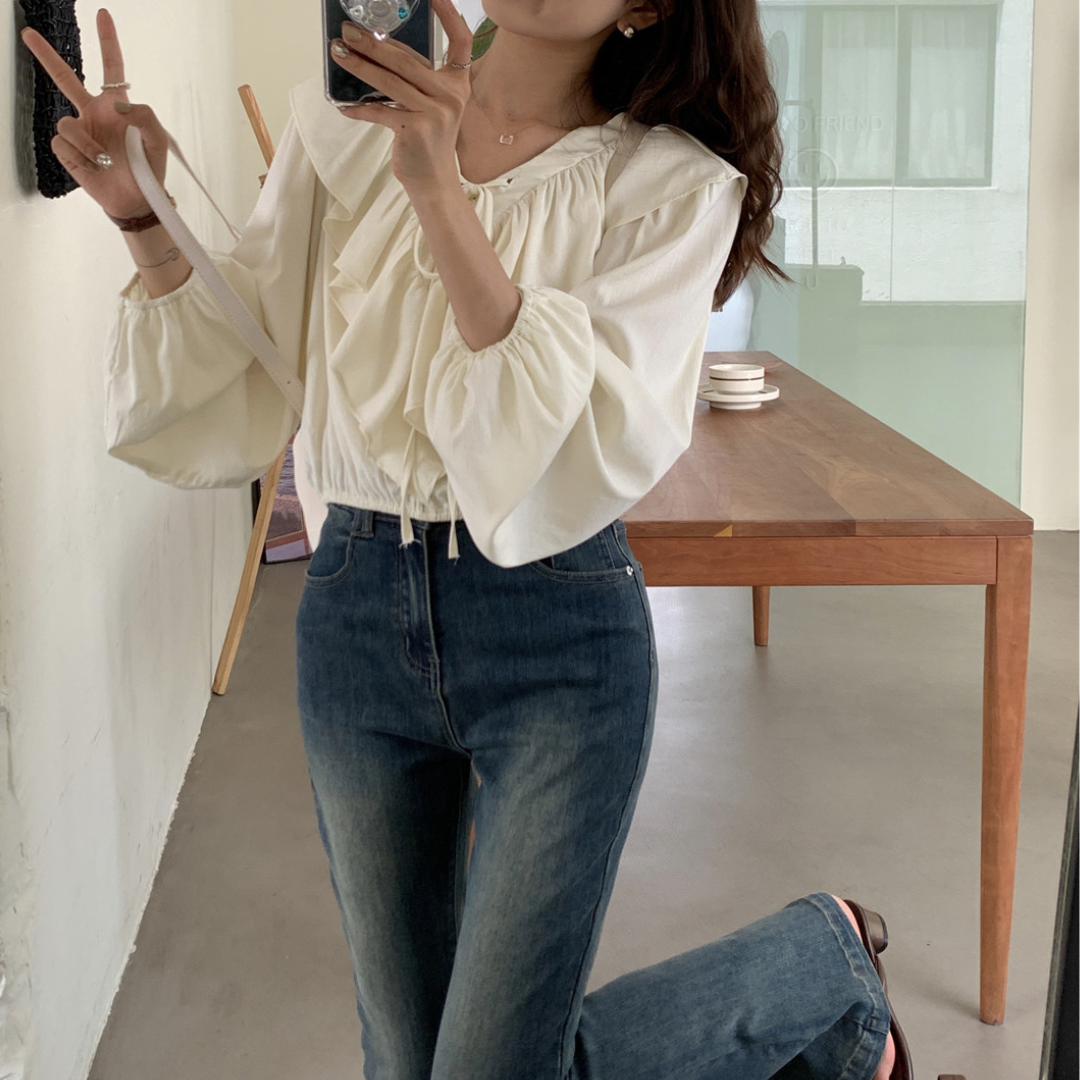 french ruffle shirt lf2693