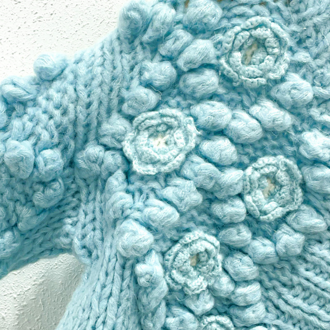 flower thick knit cardigan lf2730