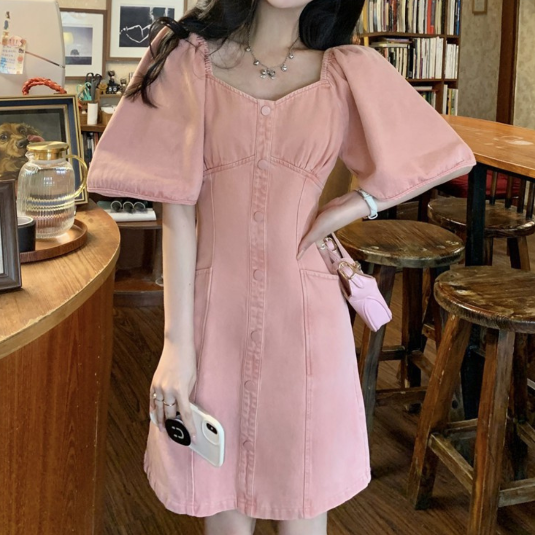 pink denim onepiece lf3250