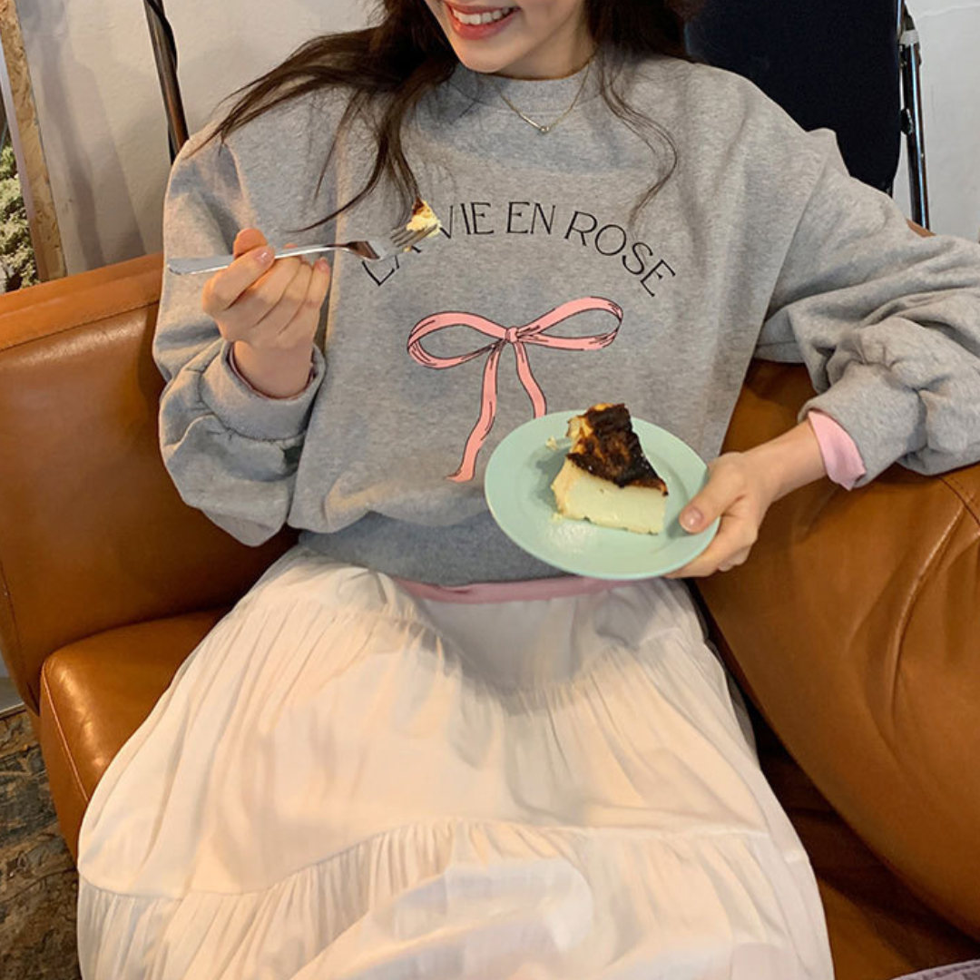 ribbon touch sweatshirt lf2955