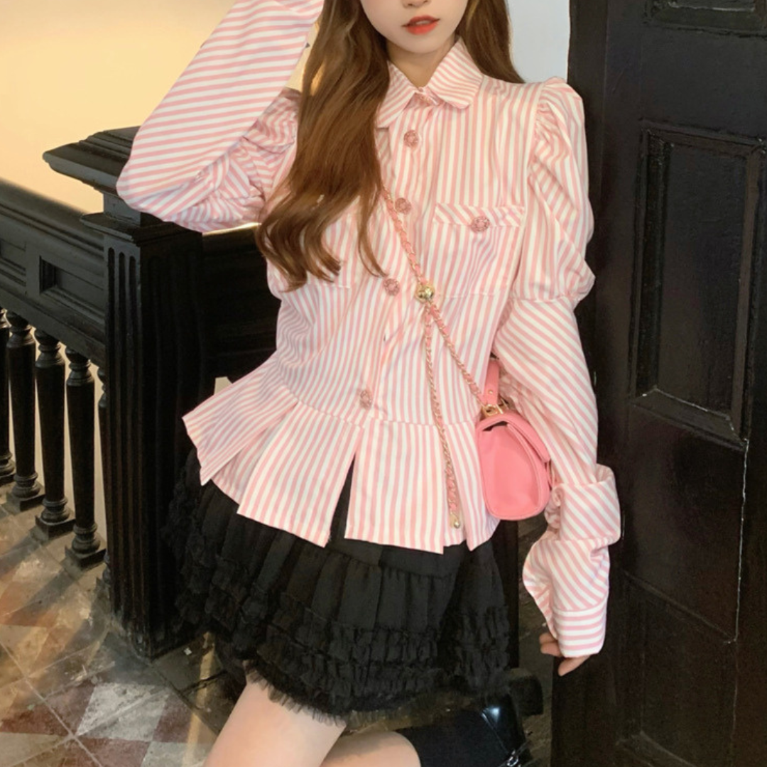french puff sleeve shirt lf2722