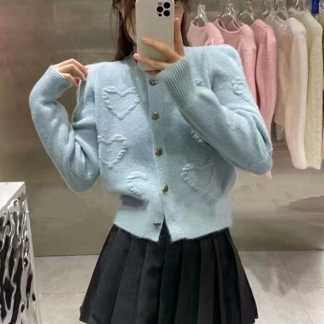 full of spring knit hearts cardigan lf2943