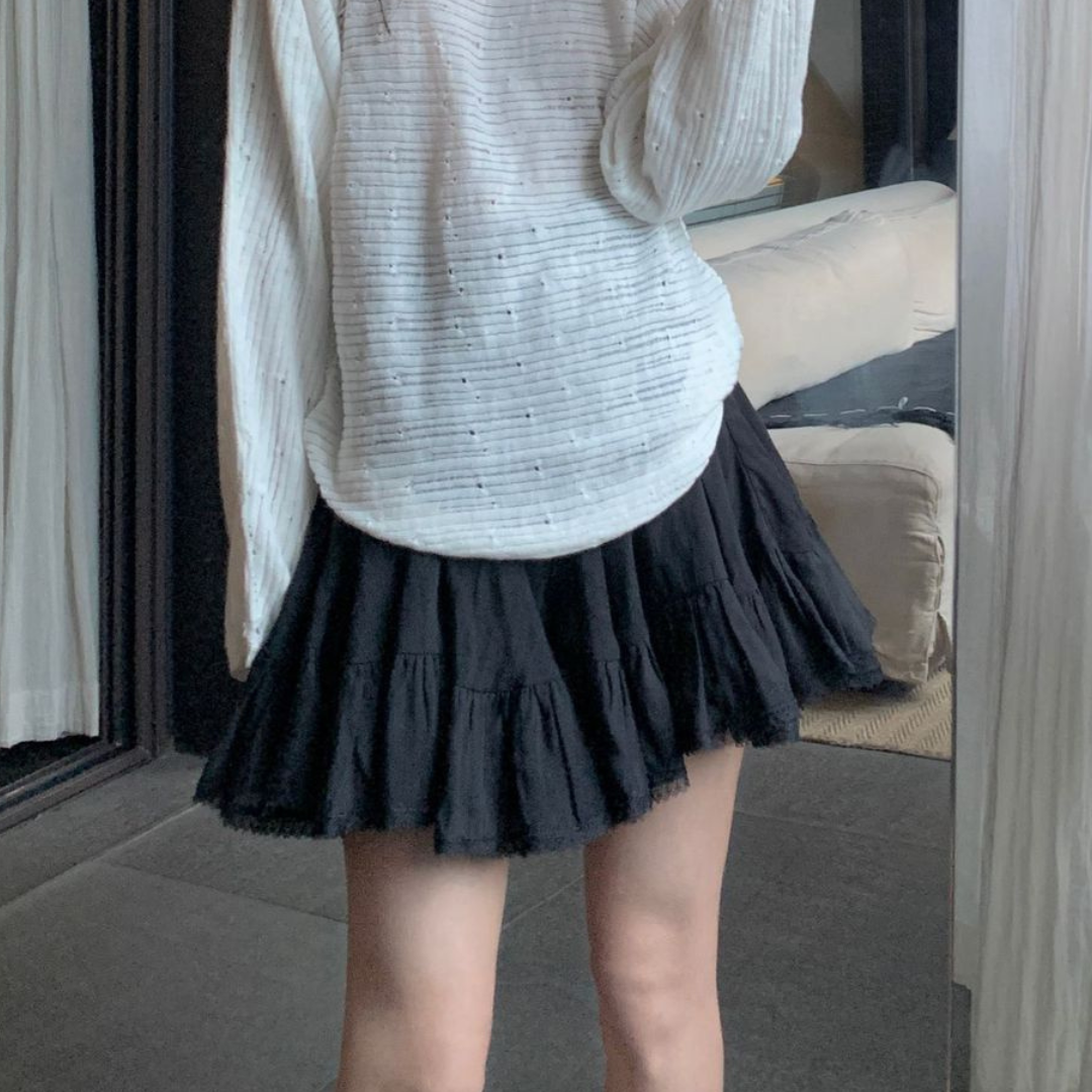 pleated lace skirt lf2640