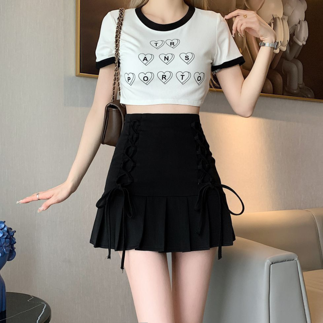 side lace-up ribbon skirt lf2956