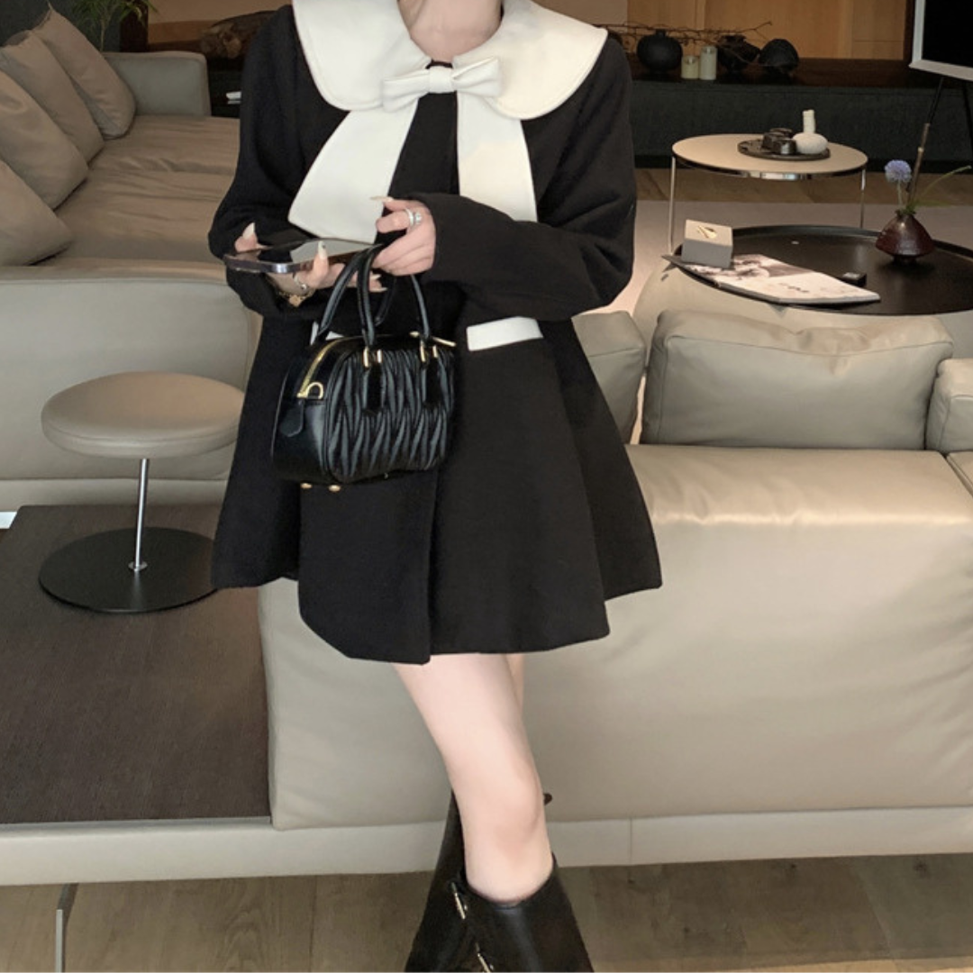 ribbon color black coat lf2681