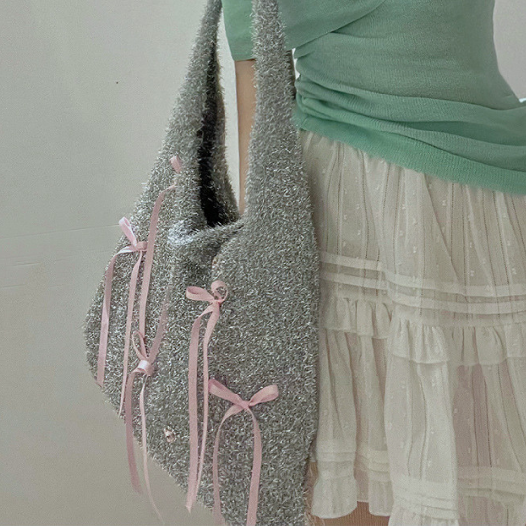 sparkly ribbon tote bag lf3178