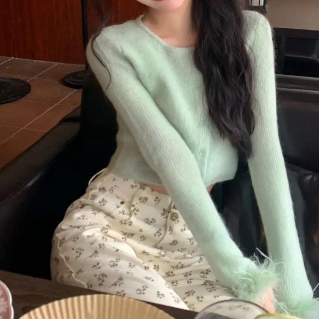 pastel green cardigan lf2984