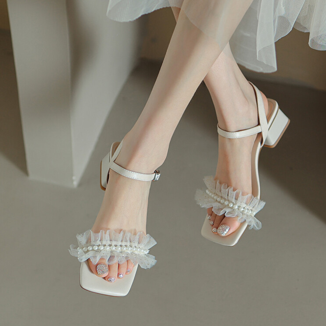 tulle low heel sandals lf3248