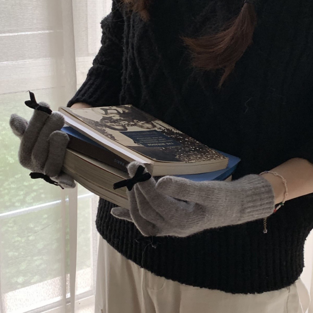ribbon knit gloves lf2573