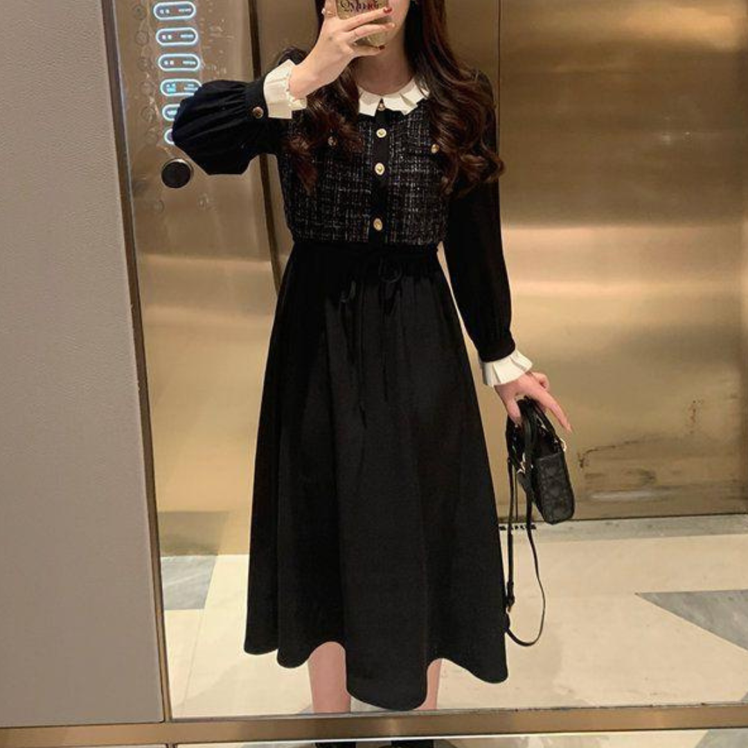 frill tweed long onepiece lf2551