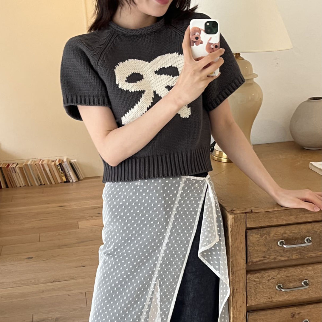ribbon design summer knit lf3077