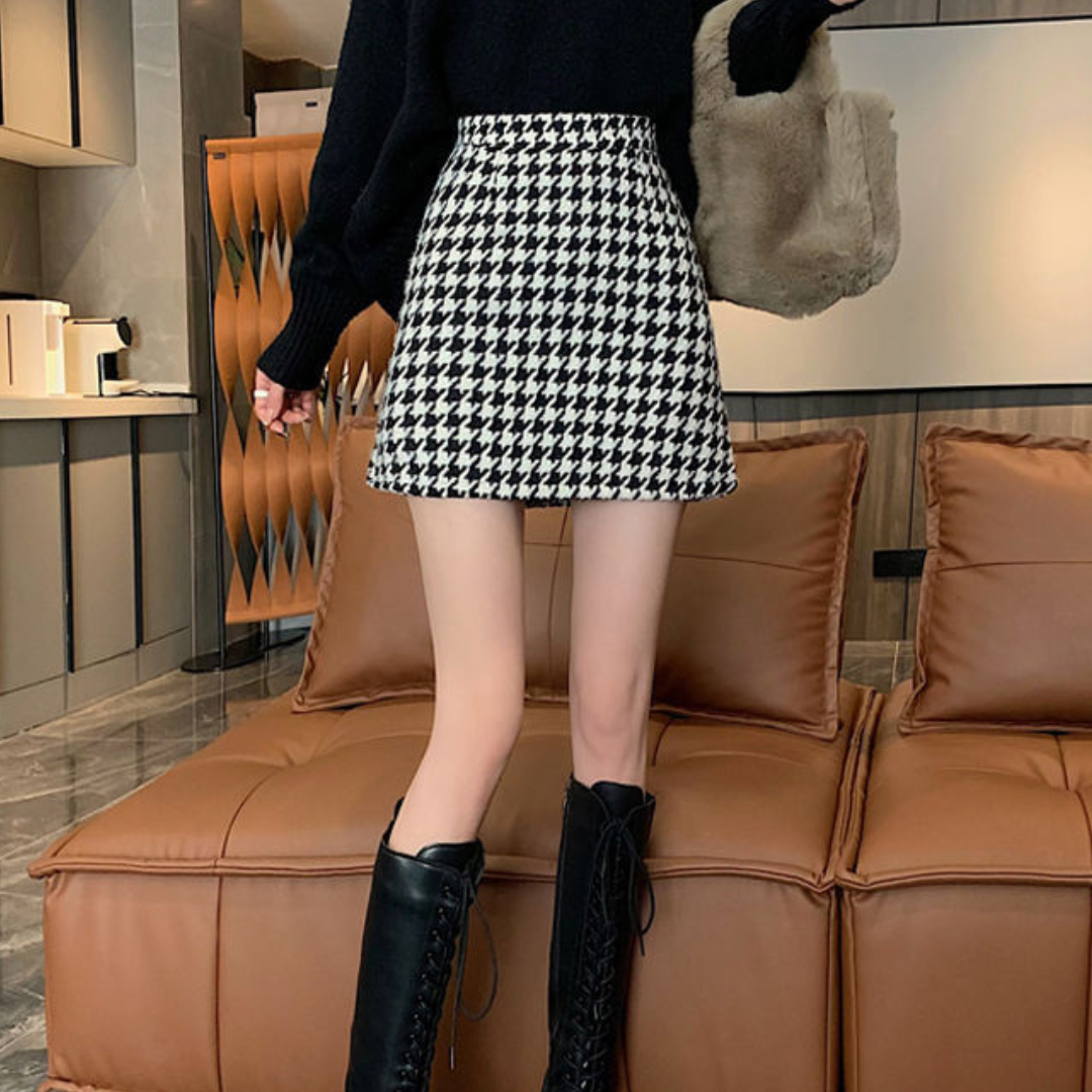 houndstooth mini skirt lf2540