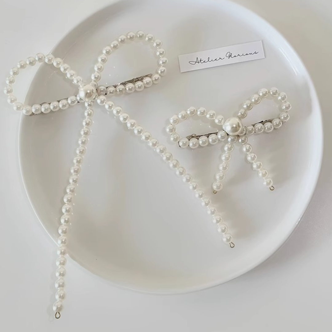 pearl ribbon barrette lf3241【即納】